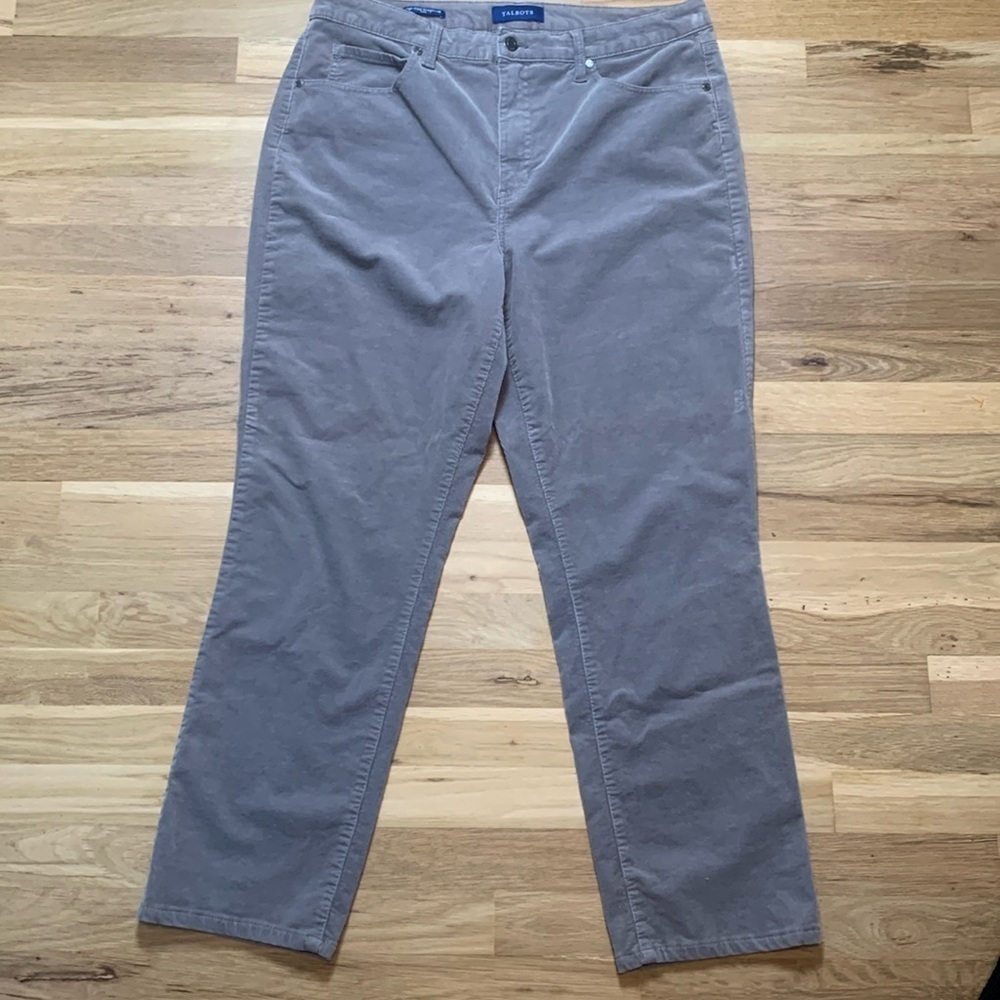 Talbots High-Waist Straight Leg Curvy Corduroy Light Gray Pants Women’s 12